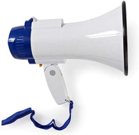 NEDIS 10W Megaphone, 250m Range with Built-in Microphone, Siren, Adjustable Volume, Record Function - White & Blue