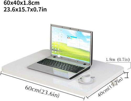 aleawol Wall Mounted Table Folding 60x40cm Floating Laptop Desk Fold-Down Work Table Drop-Leaf Table Wall Writing Desk PC Table Computer Desk Dining Table with Brackets for Space Saving (White)