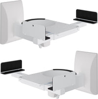 suptek Dual Side Clamping Bookshelf Speaker Wall Mounting Bracket Adjustable for Large Surrounding Sound Speakers, Hold up to 25kgs Each White SPM201W (2 Packs)