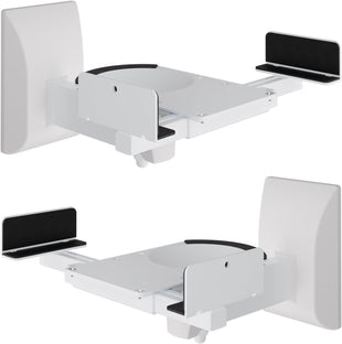 suptek Dual Side Clamping Bookshelf Speaker Wall Mounting Bracket Adjustable for Large Surrounding Sound Speakers, Hold up to 25kgs Each White SPM201W (2 Packs)