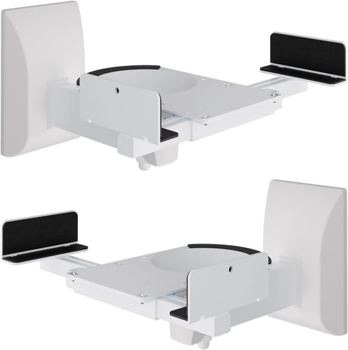 suptek Dual Side Clamping Bookshelf Speaker Wall Mounting Bracket Adjustable for Large Surrounding Sound Speakers, Hold up to 25kgs Each White SPM201W (2 Packs)