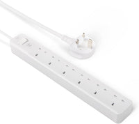 Amazon Basics Surge Protector Power Strip with Safety Shutters, 6-Outlet, 600 Joule, 0.61-m Cable, White