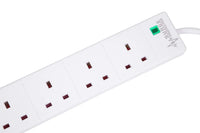 PRO ELEC PELB1703 6 Gang Extension Lead with Surge Protection White, 5m
