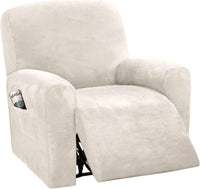 BellaHills Velvet Sofa Slipcover High Spandex Sofa Cover/Lounge Covers/Couch Covers for Recliner Ivory Sofa Protector for Dogs High Stretch Furniture Protector Cover for Recliner(Recliner, Ivory)