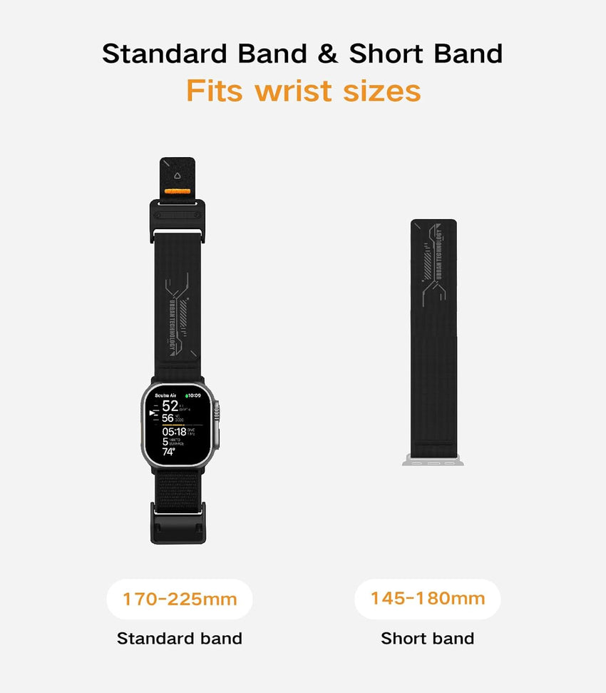 Aulumu A11 Mag Buckle Slim Band Designed for Apple Watch | Memory Quick Release | Velvet Nylon Braid | Stainless Steel Magnetic Clasp-Silver Black