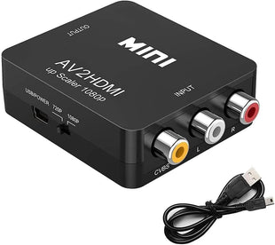 Gamer Gear RCA to HDMI Adapter, Compatible with PS1, PS2, Wii, SNES, N64, Xbox, DVD, VHS, VCR - AV to HDMI Converter, Supports PAL/NTSC - 1080P HDMI Output with USB power cable