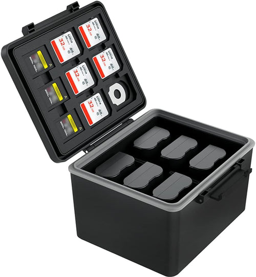 Camera Battery Case & Memory Card Holder for Canon LP-E6 Nikon EN-EL15 Sony NP-FZ100 â Black