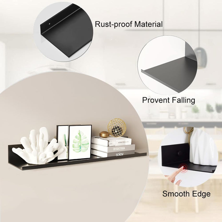 2-Pack Wall Shelves Self-Adhesive Metal Floating No-Drill Shelf Bathroom Kitchen Shower Caddy Ã¢ÂÂ White 30cm