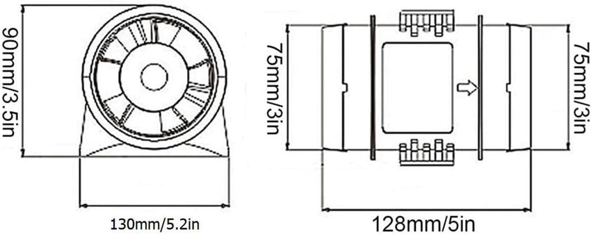 Aramox Bilge Blower Fan, 3 Inch 12V 2.9A Silent Inline Blower Inline Marine Bilge Air Blower for Yachts Boats Air Circulation