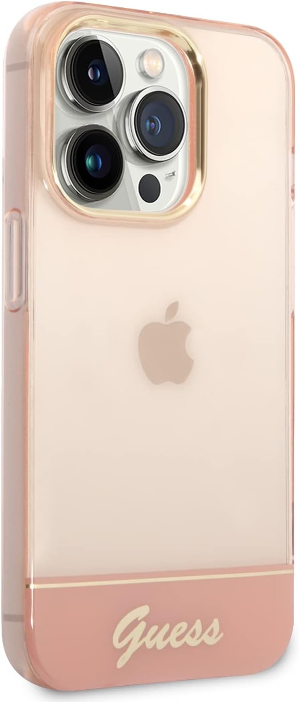 Guess GUHCP14LHGCOP Hard Case for iPhone 14 Pro 6.1 Inch Pink/Pink Translucent