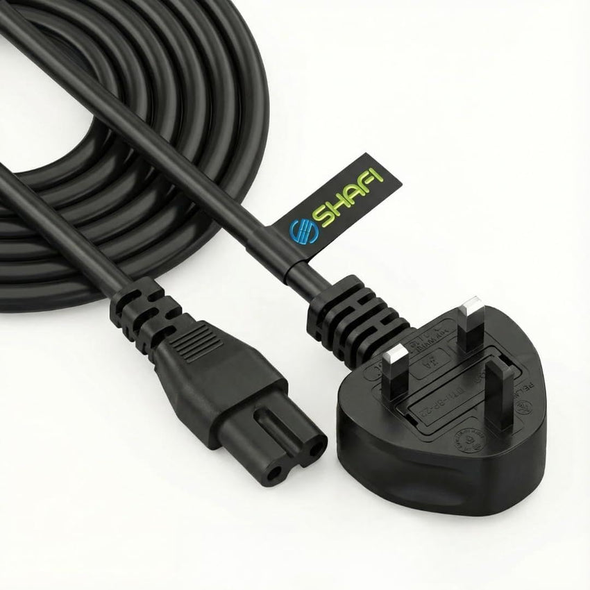 SHAFI(R) 5M Figure 8 Power Lead - 2-Pin IEC-C7 Universal 3-Pin UK Plug Power Cable - AC Mains Power Cord Compatible PS5 Power Cable UK Xbox Series X Soundbar LG Sony Samsung TV and Speakers - 5 Meter
