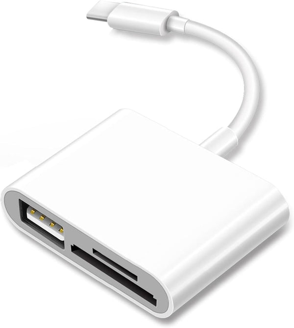 USB C to SD Card Reader, Memory Card Adapter with Dual Solts for iPad Pro/Air, Mac, MacBook Pro/Air, 3 in 1 Type C Memory Card Reader with USB OTG USB Ports - C4-B2