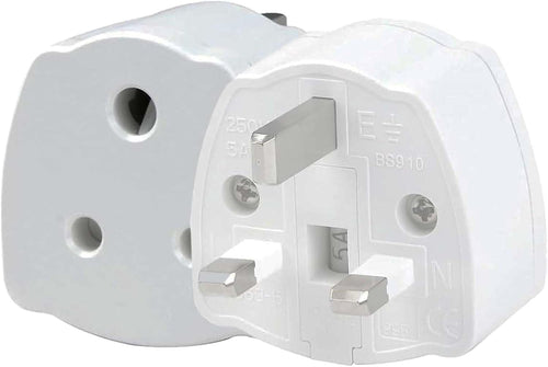 ZANTESR India To UK Adapter, 2PCS India To Uk Plug Adapter For Business Family Travel Outdoor, India To Uk Plug Adapter 3 Pin With 5A Fuse For Business Family Travel Outdoor (White)