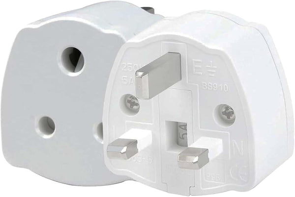 India To UK Adapter, 2PCS India To Uk Plug Adapter For Business Family Travel Outdoor, India To Uk Plug Adapter 3 Pin With 5A Fuse For Business Family Travel Outdoor (White)
