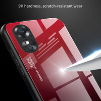 Case BLUE BLACK GRADIENT for Oppo A78 5G, Gradient Tempered Glass Back Case and Shockproof Silicone Tpu Protective Phone Case Cover (Blue/red)