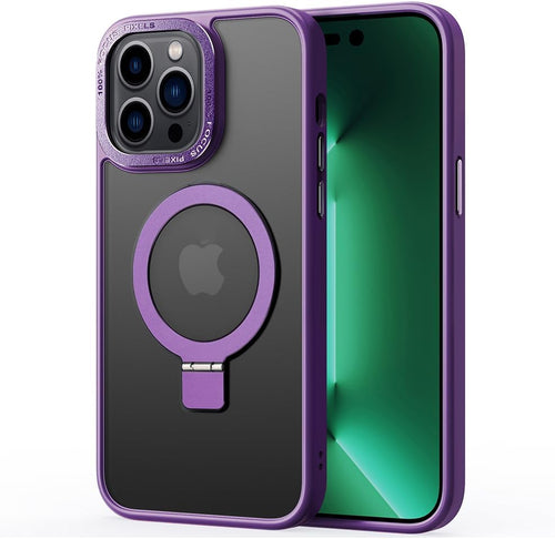 2NSPDRGNI Magnetic Case Compatible with iPhone 13 Pro Max,Translucent Matte Back Non-slip Phone Cover Protective Shockproof with Stand,Purple