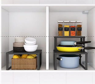 YunNasi Stackable Stainless Steel Cabinet Shelf Kitchen Organizer â 30x28x15cm