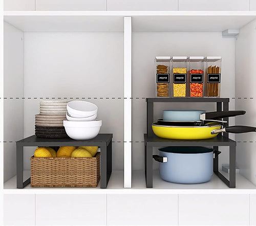 YunNasi Stackable Stainless Steel Cabinet Shelf Kitchen Organizer â 30x28x15cm