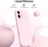 ACRONIX Compatible with iPhone 16 Case 6.1", with 1 x Screen Protector, Liquid Silicone Case Comprehensive Protection Cover Slim Shockproof Gel Rubber Phone Case for iPhone 16 6.1inch-Pink