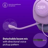 JBL Quantum 100M2 Wired Over-Ear Gaming Headset with JBL QuantumSOUND Signature and 3.5 mm Headphone Jack, Multi-Platform Compatibility, Detachable Mic, Mute Option, White