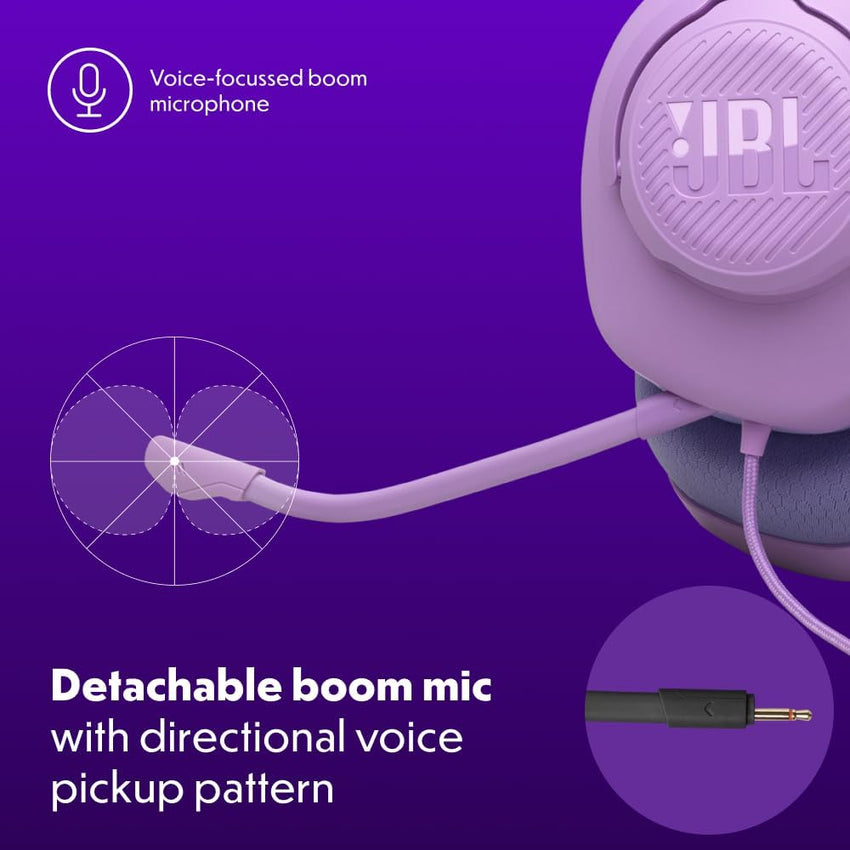 JBL Quantum 100M2 Wired Over-Ear Gaming Headset with JBL QuantumSOUND Signature and 3.5 mm Headphone Jack, Multi-Platform Compatibility, Detachable Mic, Mute Option, White