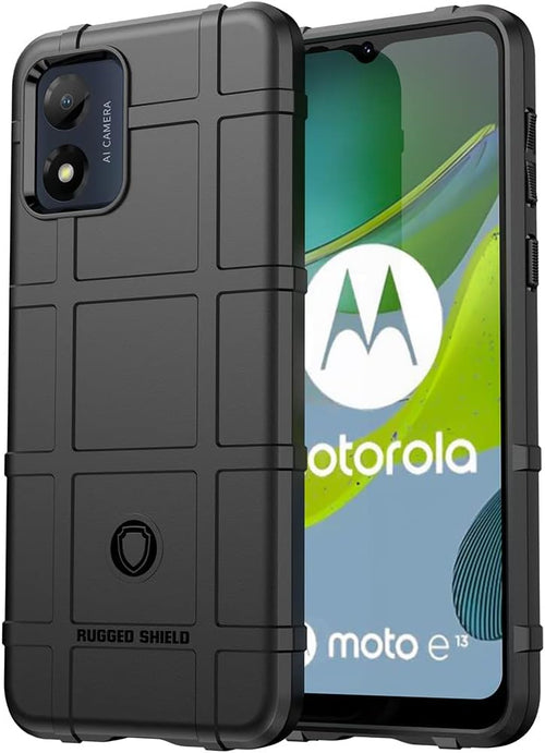SEAHAI Case for Motorola Moto E13, Army Case Silicone Phone Case Rubber Cover Shockproof Heavy Duty Protection Ultra Thin Cover - Black