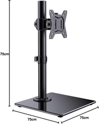ErGear Single Monitor Stand for 13"-32" Screens, Freestanding Monitor Arm with Tempered Glass Base, VESA Desk Mount with Height Adjustable Swivel, Tilt, Rotation, VESA 75x75 100x100 Gaming