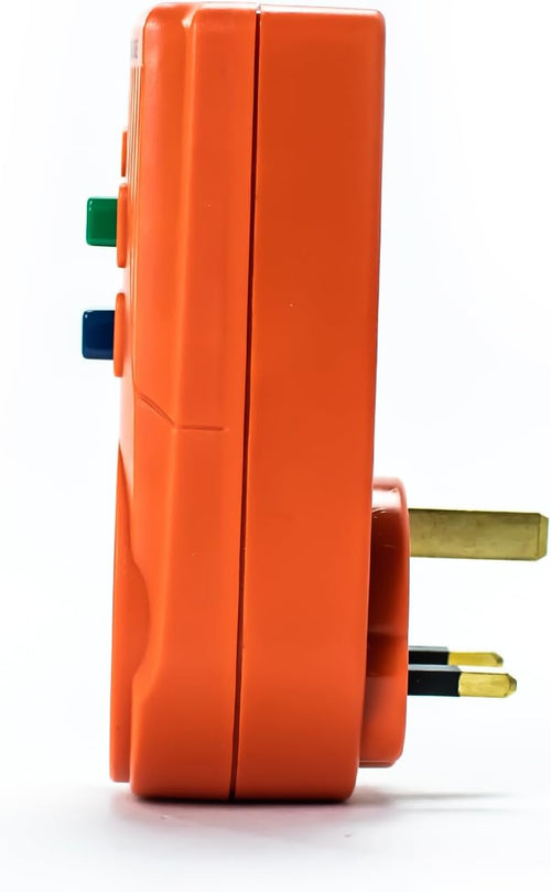 STATUS Orange Circuit Breaker | 13A UK Plug RCD Socket Adapter | SRCDORX3