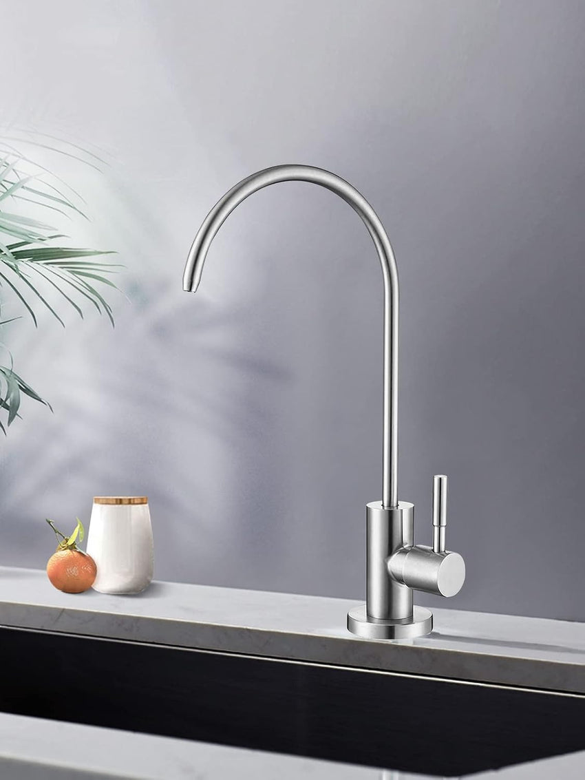 Drinking Water Tap,Easy to Install Sink Water Filter Tap,Lead-Free Reverse OsmosisTap for Kitchen Bar Sink,Brushed Nickel SUS304 Stainless Steel (Large)