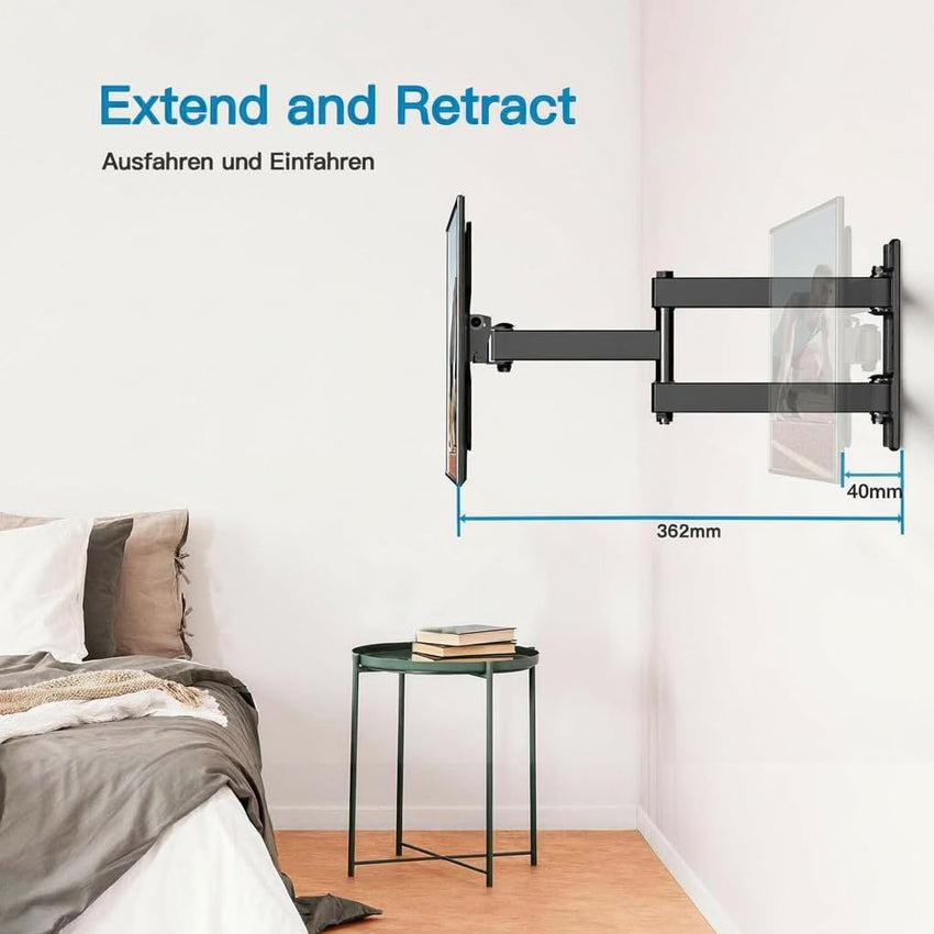 PERLESMITH TV Wall Bracket for Most 13-42 Inch TVs, 20kg Weight Capacity Max VESA 200x200mm, Solid and Sturdy TV Bracket with Swivel Tilt PSSFK1