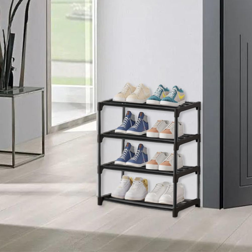 NIAWECAN Shoe Rack, 4 Tier Small Shoe Rack, Shoe Storage Rack, Sturdy Shoe Stand, Kids Toddler Adult Shoe Storage Organiser Shelf for Closet Entryway Hallway Bedroom, Space Saving