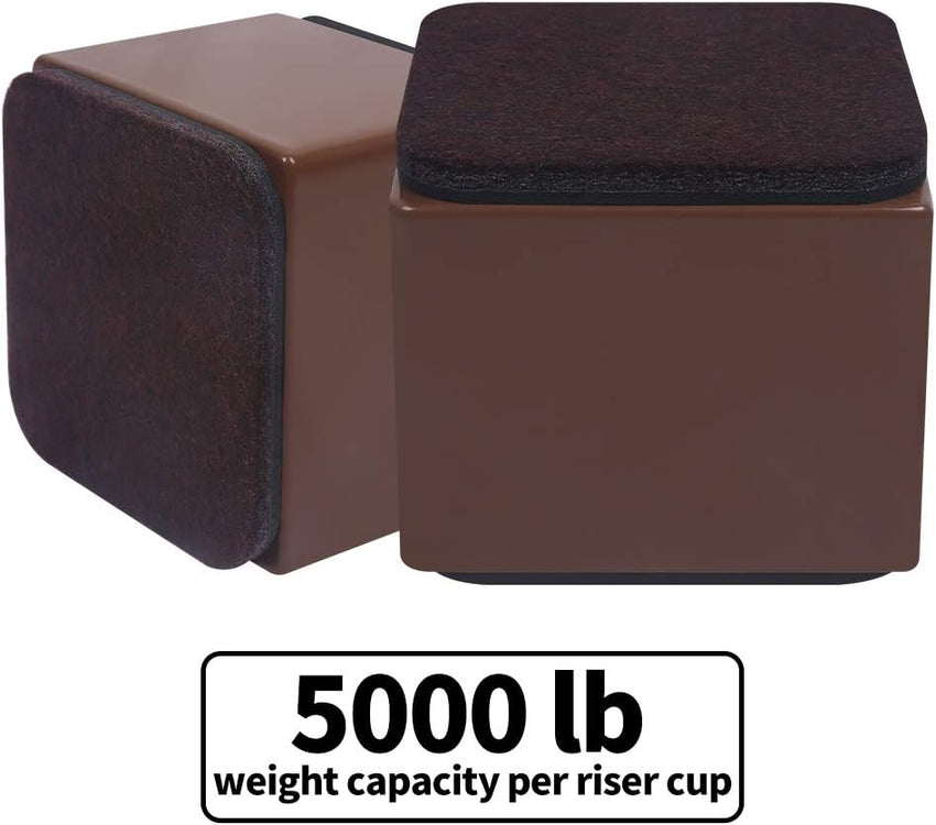 Furniture Risers Heavy Duty 2" Lift Supports 20,000 lbs â Square Brown