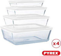 PyrexÂ® Cook & Freeze Set of 4 Glass Dishes with Airtight Lids (0.8 L, 1.5 L, 2.6 L, 4 L) - Special Freezing - BPA Free