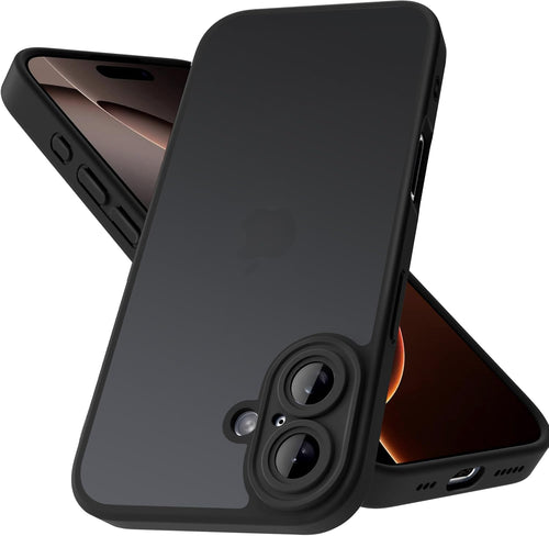 Mootobo Designed for iPhone 16 Plus Case 6.7 inch, Military-Grade Protection 360^0 Full Body Frosted Translucent Back Phone Cover, Anti-Fingerprint Slim Shockproof Phone Case for iPhone 16 Plus - Black