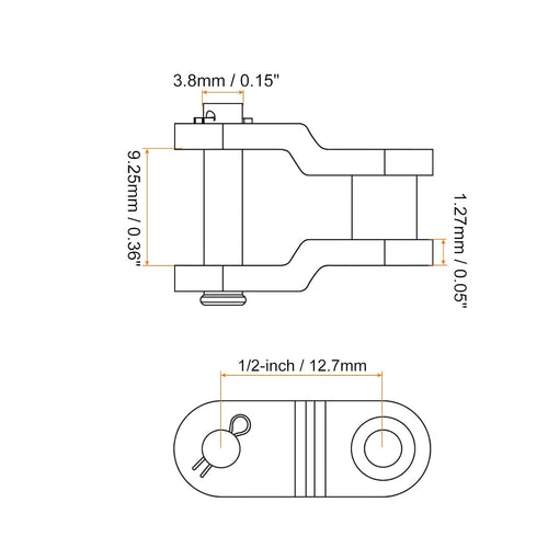 sourcing map 2Pcs #420 Chain Offset Half Link Roller, 1/2" Pitch Carbon Steel, Standard Chain End Connector Split Links
