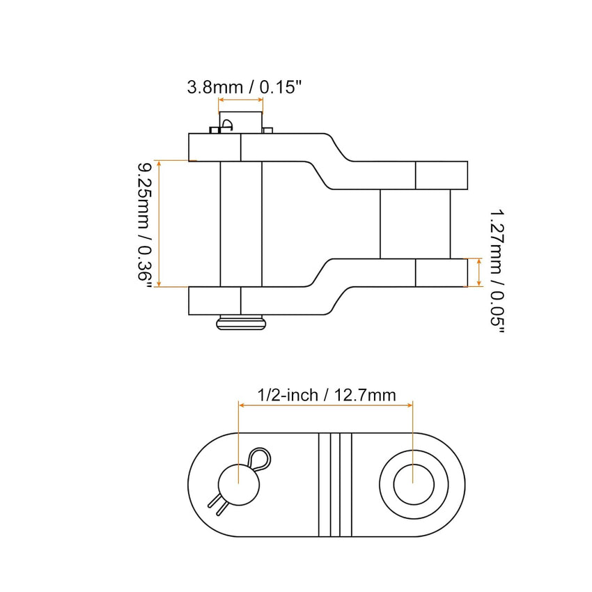 sourcing map 2Pcs #420 Chain Offset Half Link Roller, 1/2" Pitch Carbon Steel, Standard Chain End Connector Split Links