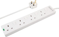 PRO ELEC PELB1942 4 Gang Switched Surge Protected Extension Lead White, 10m