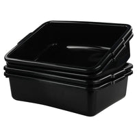 Teyyvn 13 L Plastic Commercial Bus Tub, Set of 4 Shallow Washing Up Bowls, Black