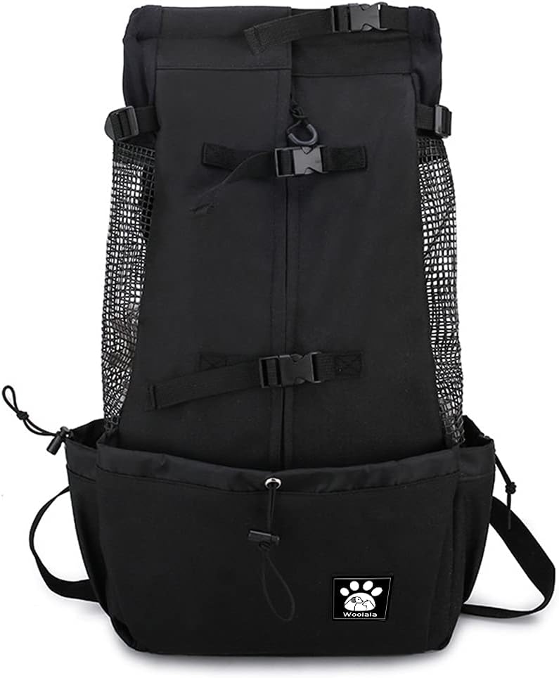 1-25KG Dog Carrier Bag with Drawstring Head Out Design, Ventilated Pet Backpack for Small Medium Dogs Daily Puppy Carrier for Walking Outdoor Safety/Comfortable/Lightweight (M-, Black)â¦