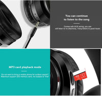 QZH Gaming Headset Head-Mounted Luminous B39 Headphone Wireless Bluetooth Earphones Black Red