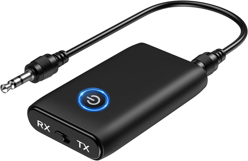 ORIA Bluetooth 5.3 Transmitter Receiver, Bluetooth Audio Adapter 3.5mm Jack for TV to Compatible Wireless Headphones, Low Latency, CVC Noise Reduction for PC, Speakers, Home Stereo