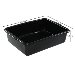Teyyvn 13 L Plastic Commercial Bus Tub, Set of 4 Shallow Washing Up Bowls, Black