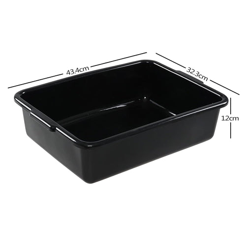 Teyyvn 13 L Plastic Commercial Bus Tub, Set of 4 Shallow Washing Up Bowls, Black
