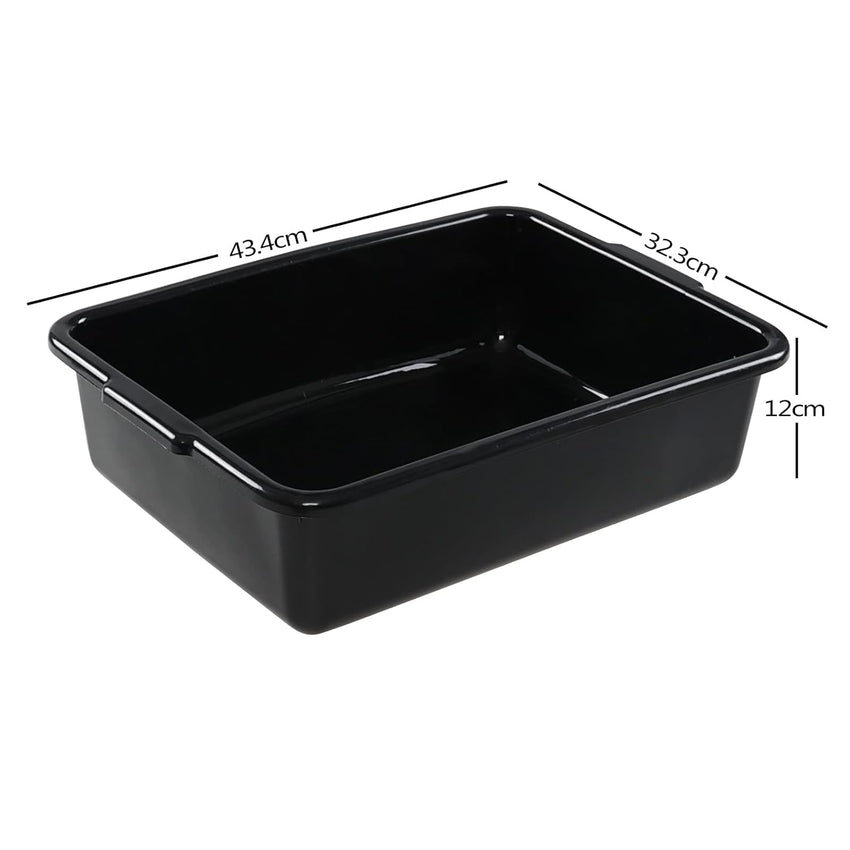 Teyyvn 13 L Plastic Commercial Bus Tub, Set of 4 Shallow Washing Up Bowls, Black