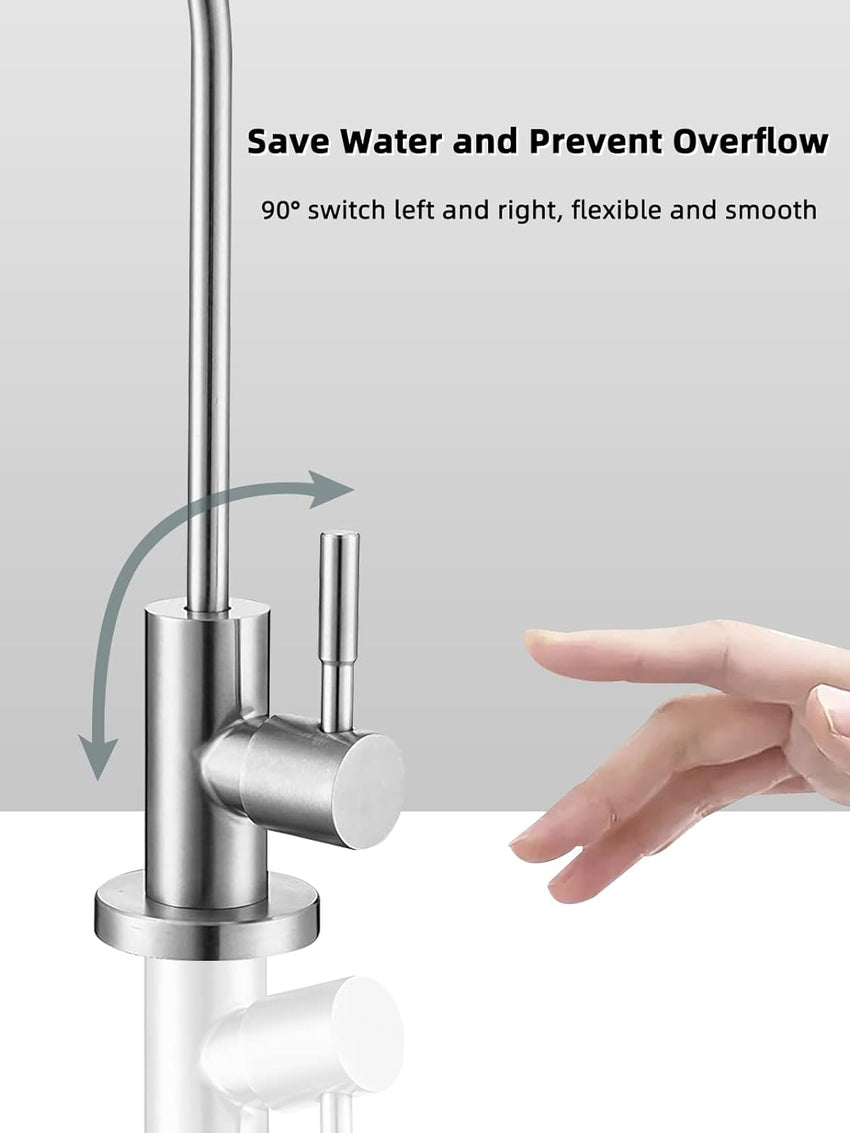 Drinking Water Tap,Easy to Install Sink Water Filter Tap,Lead-Free Reverse OsmosisTap for Kitchen Bar Sink,Brushed Nickel SUS304 Stainless Steel (Large)