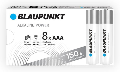 BLAUPUNKT AAA alkaline batteries, pack of 8, best for wall clocks, TV remote controls, LR03BPO/8CB