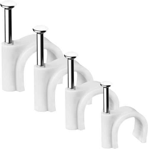 Cable Clips, 400 Pcs Strong Nails Durable White Round, 4 Size 4mm 6mm 8mm 10mm,Cable Holder Management Wire Tidy Clips