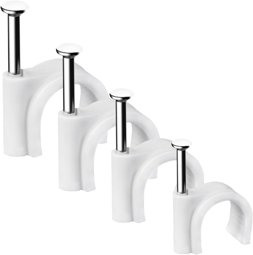 Cable Clips, 400 Pcs Strong Nails Durable White Round, 4 Size 4mm 6mm 8mm 10mm,Cable Holder Management Wire Tidy Clips
