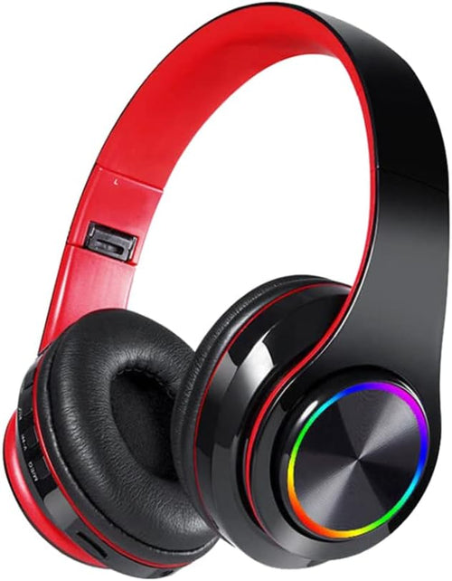 QZH Gaming Headset Head-Mounted Luminous B39 Headphone Wireless Bluetooth Earphones Black Red