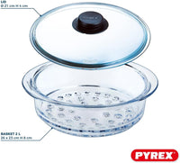 Pyrex Double Steam Basket with Lid ÃÂÃÂ¢ÃÂÃÂÃÂÃÂ 20cm Borosilicate Glass
